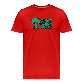 Baumwurzel Klima Natur Logo - Männer Premium Bio T-Shirt - Rot - Vorne - Damien (186cm)