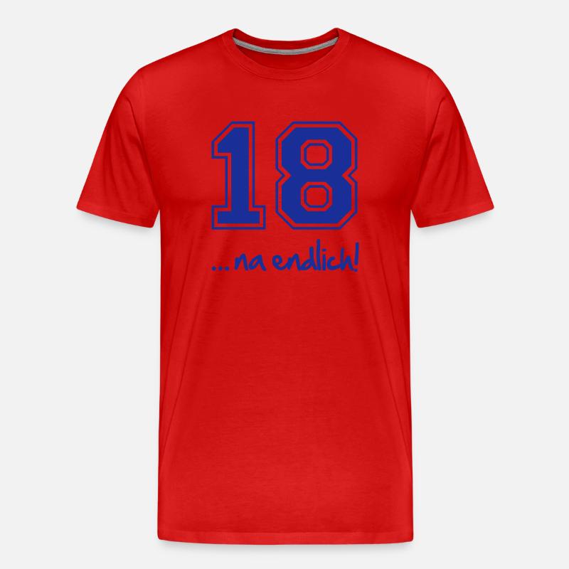 18,na endlich - Männer Premium Bio T-Shirt - Rot
