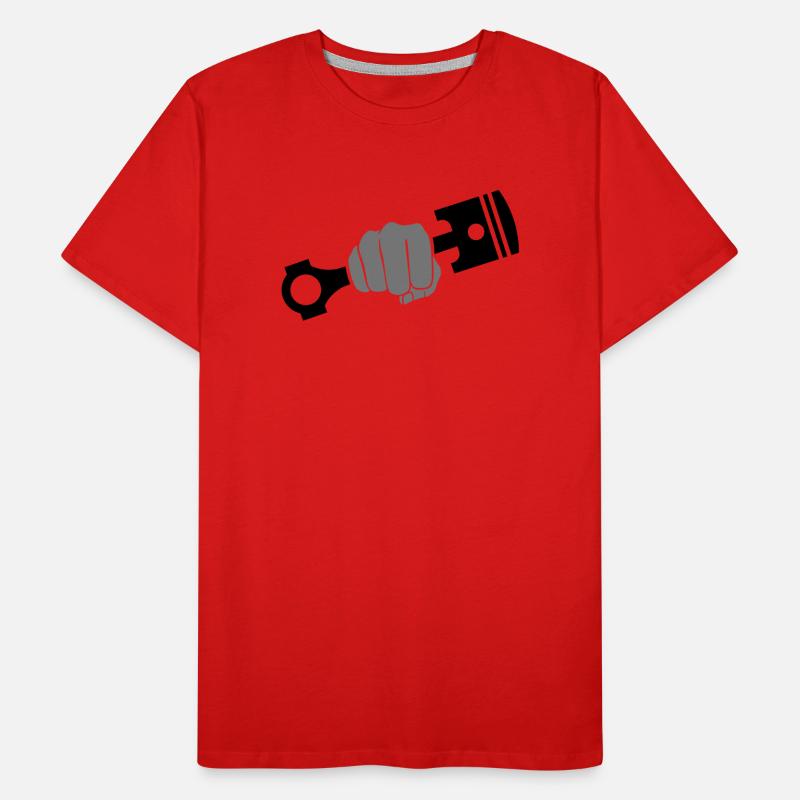 Fist holds engine piston Men's Premium Organic T-Shirt