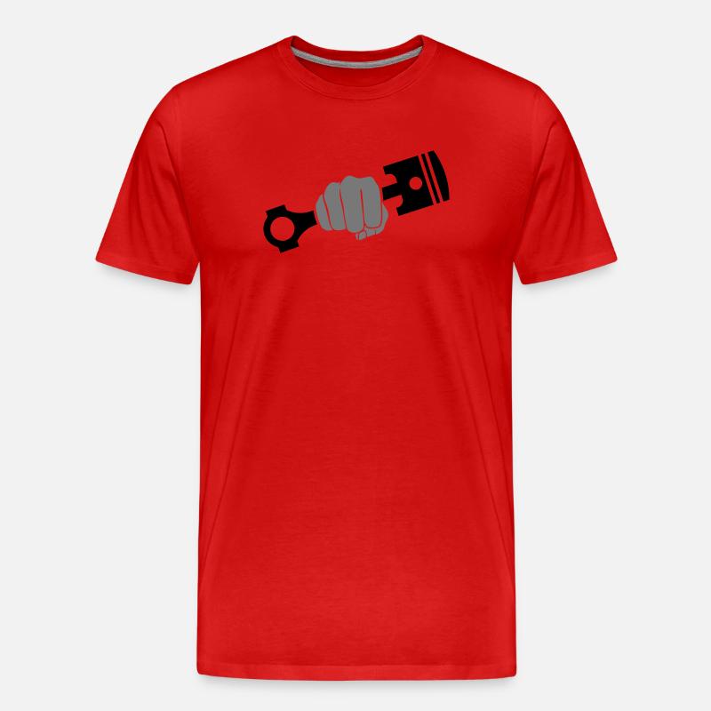 Faust hält Motor Kolben - Männer Premium Bio T-Shirt - Rot