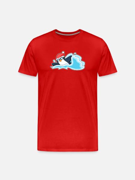 Pingouin Noël baignade - T-shirt bio Premium Homme - rouge