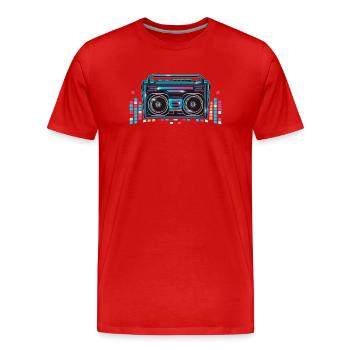 Kassetten Recorder im leuchtenden 80er Neon Look - Männer Premium Bio T-Shirt - Rot - Vorne - Damien (186cm)