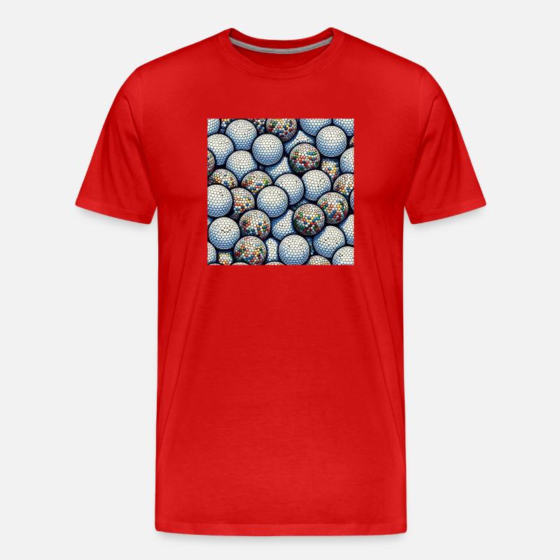 Golfball Mosaik - Männer Premium Bio T-Shirt - Rot
