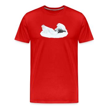 Tazz Talks | Arctic Slumber Seals - Men's Premium Organic T-Shirt - red - Front - Damien (186cm)