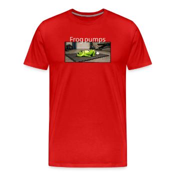 Grenouille pompe Fitness Grenouille Expression - T-shirt bio Premium Homme - rouge - Devant - Damien (186cm)