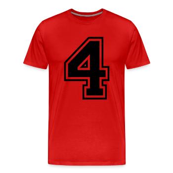 Nummer 4 - Männer Premium Bio T-Shirt - Rot - Vorne - Damien (186cm)