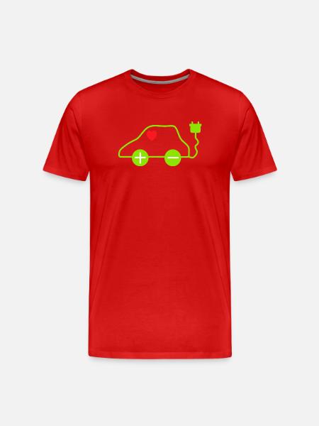Green E-Car Heart Design - Men's Premium Organic T-Shirt - red