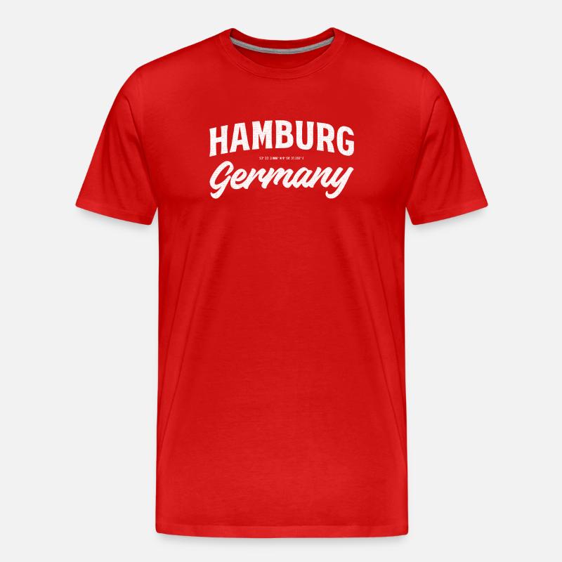 Hamburg Block & Script Emblem - Männer Premium Bio T-Shirt - Rot
