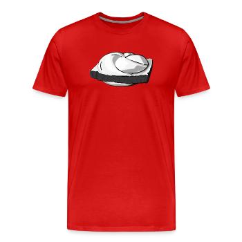 Leberkässemmel mit extra Style. - Männer Premium Bio T-Shirt - Rot - Vorne - Damien (186cm)