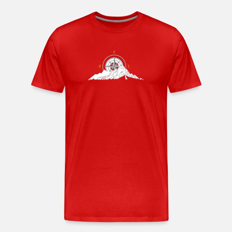 Berg und Kompass - Männer Premium Bio T-Shirt - Rot