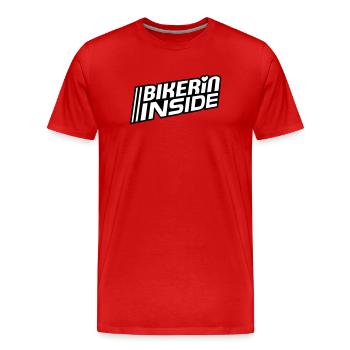 Bikerin inside Schriftzug (Farben änderbar) - Männer Premium Bio T-Shirt - Rot - Vorne - Damien (186cm)