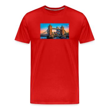 Tower Bridge Sonnenuntergang Druck - Männer Premium Bio T-Shirt - Rot - Vorne - Damien (186cm)