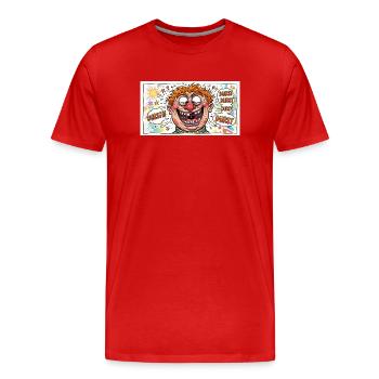 Durst-Karikatur Comicgesicht - Männer Premium Bio T-Shirt - Rot - Vorne - Damien (186cm)