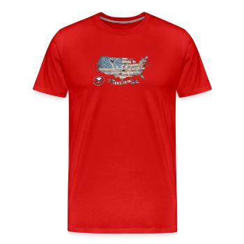 Vintage-Karte der Vereinigten Staaten – Amerikanischer Patriot Wilde - Männer Premium Bio T-Shirt - Rot - Vorne - Damien (186cm)