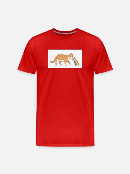 Katzenspuckender Regenbogen - Männer Premium Bio T-Shirt - Rot