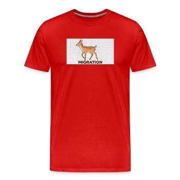 Illustration des cerfs migrateurs - T-shirt bio Premium Homme - rouge - Devant - Damien (186cm)