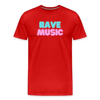 Musique rave Neon 3D - T-shirt bio Premium Homme - rouge - Devant - Damien (186cm)