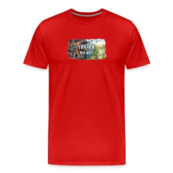 Frieden der Welt - Männer Premium Bio T-Shirt - Rot - Vorne - Damien (186cm)