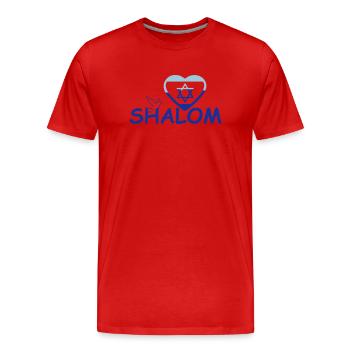 Shalom - Peace for Israel - Men's Premium Organic T-Shirt - red - Front - Damien (186cm)
