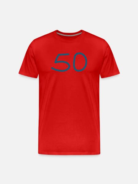 50th birthday fifty blue number - Men's Premium Organic T-Shirt - red