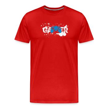Gamer Splash Controller - Männer Premium Bio T-Shirt - Rot - Vorne - Damien (186cm)
