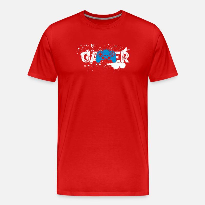 Gamer Splash Controller - Männer Premium Bio T-Shirt - Rot