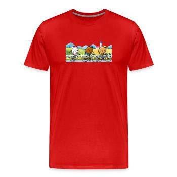 Radausflug mit Freunden - Männer Premium Bio T-Shirt - Rot - Vorne - Damien (186cm)