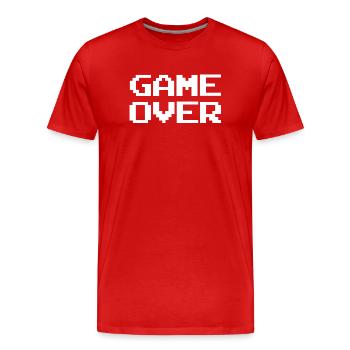 Pixel Game Over Rétro - T-shirt bio Premium Homme - rouge - Devant - Damien (186cm)
