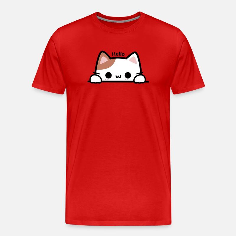 Peekaboo Kätzchen - Männer Premium Bio T-Shirt - Rot