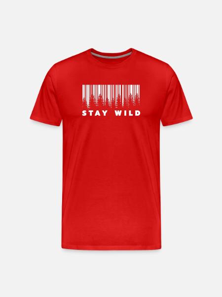 Stay Wild Forest Barcode - Men's Premium Organic T-Shirt - red