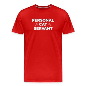 Serviteur Chat Personnel - T-shirt bio Premium Homme - rouge - Devant - Damien (186cm)
