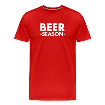Beer Season - Bier Saison - Männer Premium Bio T-Shirt - Rot - Vorne - Damien (186cm)