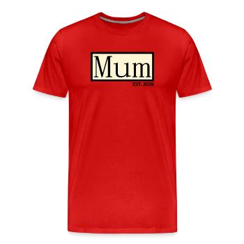 Birth Baby Mum 2026 - Men's Premium Organic T-Shirt - red - Front - Damien (186cm)