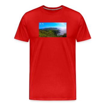 Falaise au Japon - T-shirt bio Premium Homme - rouge - Devant - Damien (186cm)