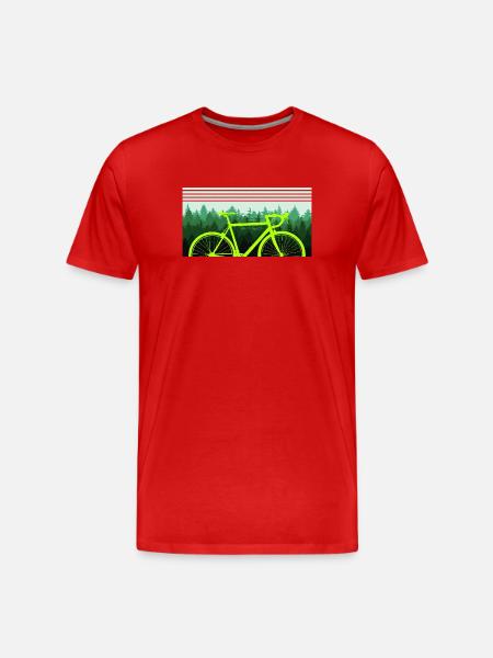 Bicycle Forest Nature Tree - Men's Premium Organic T-Shirt - red