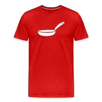 Pan Pot Cooking Icon White Gift Chef - Men's Premium Organic T-Shirt - red - Front - Damien (186cm)