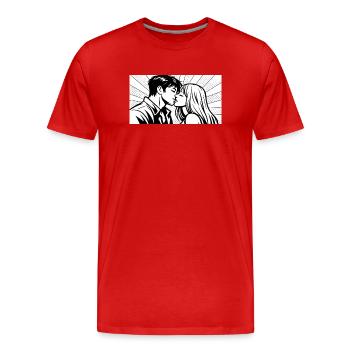 L’amour en mouvement - T-shirt bio Premium Homme - rouge - Devant - Damien (186cm)