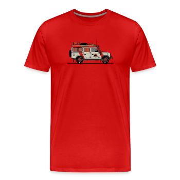 Jurassischer Verteidiger - Männer Premium Bio T-Shirt - Rot - Vorne - Damien (186cm)