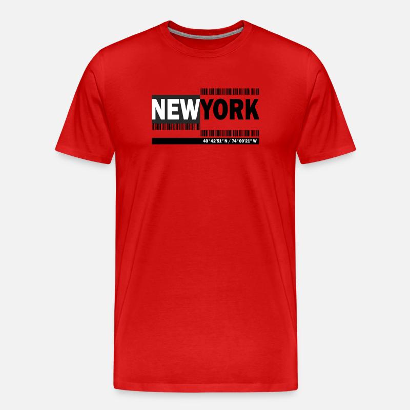 NEW YORK - Barcode - Männer Premium Bio T-Shirt - Rot
