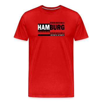 HAMBURG - Barcode - Männer Premium Bio T-Shirt - Rot - Vorne - Damien (186cm)