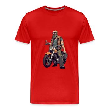 Old School Biker - T-shirt bio Premium Homme - rouge - Devant - Damien (186cm)