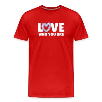 Transgender. Liebe, wer du bist - Männer Premium Bio T-Shirt - Rot - Vorne - Damien (186cm)