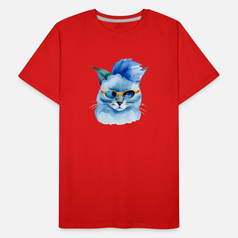 Punkrock Katze mit Sonnenbrille Geschenkidee Männer Premium Bio T-Shirt