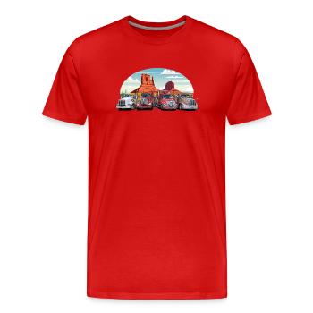 Semi-trucks, trucks on the highway - Men's Premium Organic T-Shirt - red - Front - Damien (186cm)