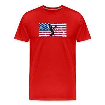 Freiheitsadler über US Flagge - Männer Premium Bio T-Shirt - Rot - Vorne - Damien (186cm)