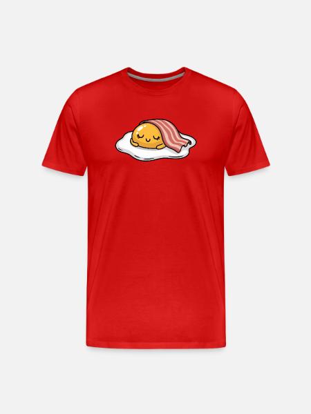 Sleeping Egg with Bacon Cartoon - Men's Premium Organic T-Shirt - red