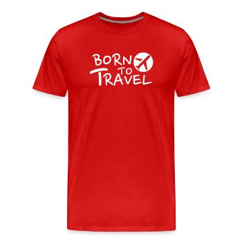 Born to Travel Wanderlust Adventure - Men's Premium Organic T-Shirt - red - Front - Damien (186cm)