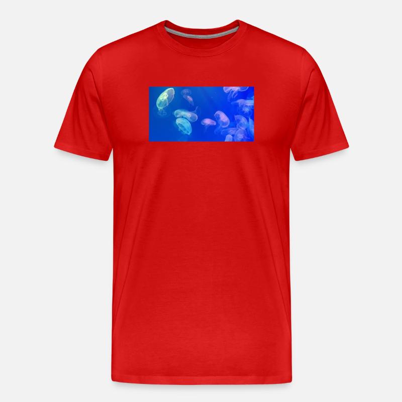 Blaues Quallenmuster - Männer Premium Bio T-Shirt - Rot