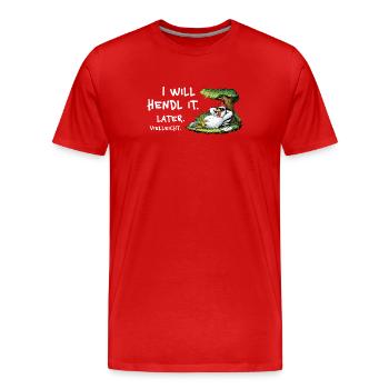 Chicken Procrastination Cartoon - Men's Premium Organic T-Shirt - red - Front - Damien (186cm)