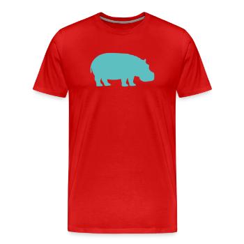 Silhouette d’hippopotame turquoise - T-shirt bio Premium Homme - rouge - Devant - Damien (186cm)
